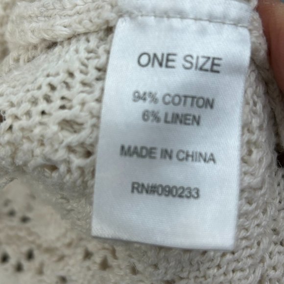 LA Hearts Cotton Linen Crochet Open Knit Open Front Longline Fringed Cardigan - Picture 14 of 16